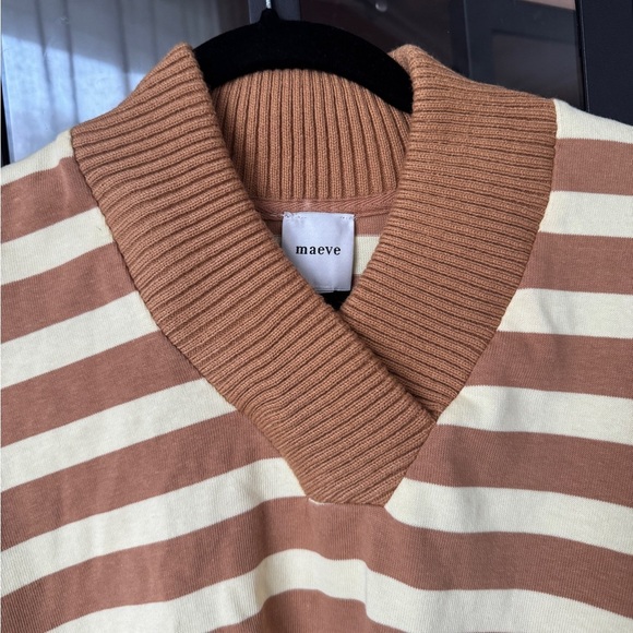 Anthropologie Maeve Cotton Boxy Oversized V-Neck Top sweater ribbed pullover - Picture 6 of 12